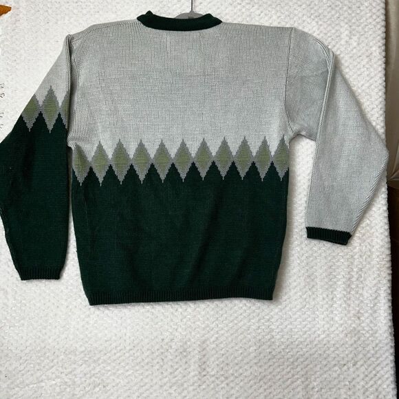 Split 500‎ Mens Geometric Knit Sweater L Green & Gray - Picture 11 of 16